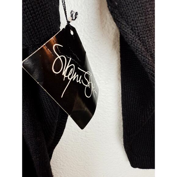 VTG St John Knit Bodysuit Top Womens M Black 80s Long Slvd Scarf Flaw Rare NWT - Picture 4 of 10